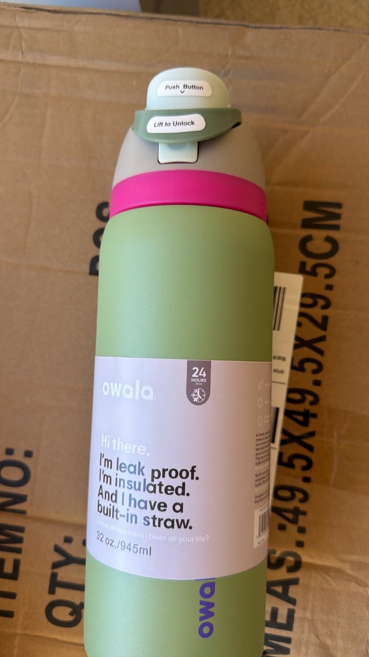 Owala FreeSip 32oz Stainless Bottle Leak-Proof, Straw & Wide Mouth Sip