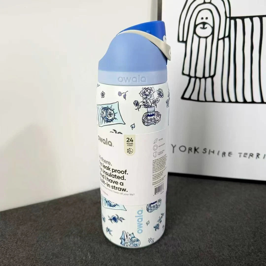 2026 New 32oz Delft Cat Water Bottle Owala URBAN OUTFITTERS Exclusive Gift