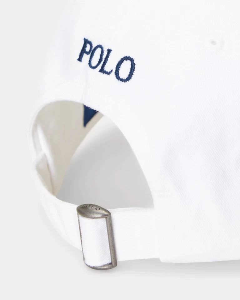 Polo Ralph Lauren Cotton Chino Baseball Cap White/Navy, Adjustable