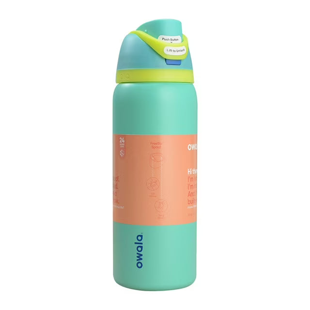 Owala FreeSip Insulated Stainless Steel Water Bottle with Straw, 32 oz, Dreamy Field (Grass Green)