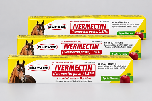 Pack of 3 Durvet Horse Dewormer Paste 1.87% Apple Exp 10/2027