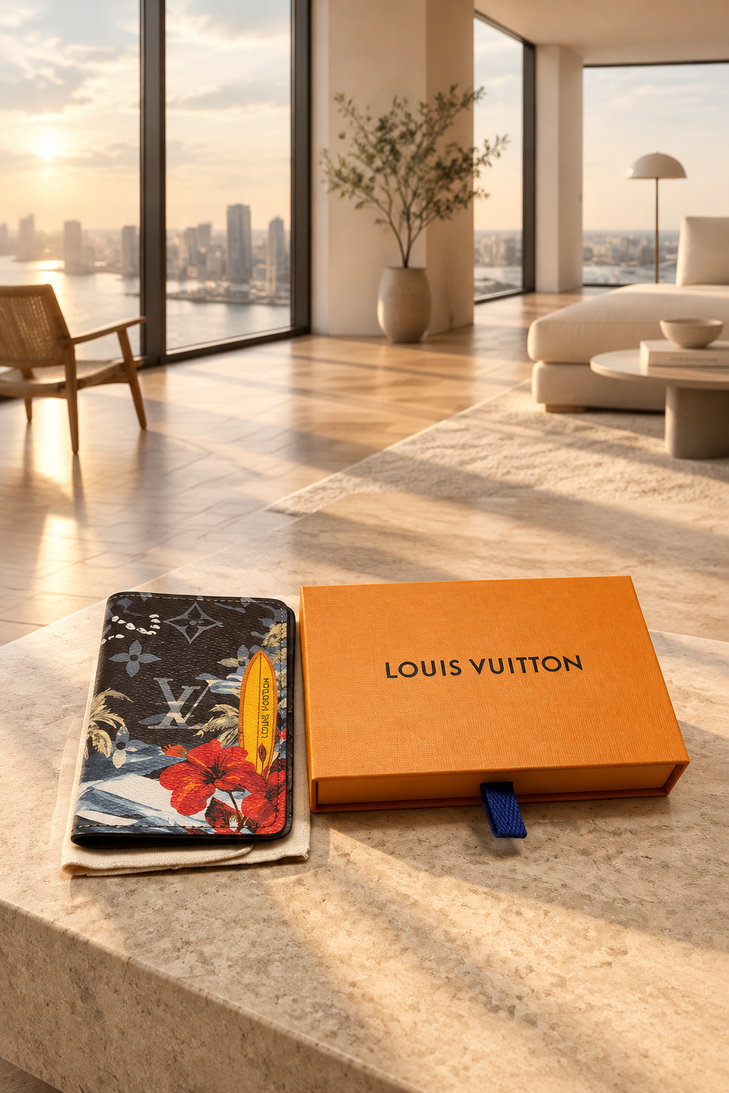 NEW Louis Vuitton Pocket Organizer Monogram Surfin’ Blue Bifold Wallet M83498