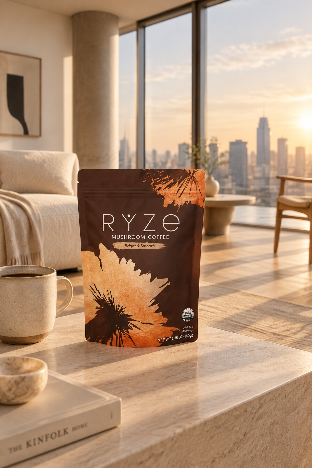 1Pack Organic Rýze Mushroom Coffee 30 Servings Instant Coffee Free Shipping New