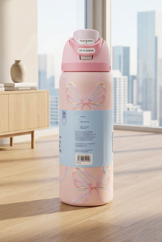 Owala Sugar Plum Fairy 32 Oz FreeSip Water Bottle Holiday Edition Pink