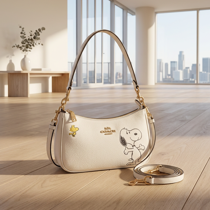 COACH x PEANUTS Teri Shoulder Bag Snoopy Chalk Multi CBJ76 Outlet