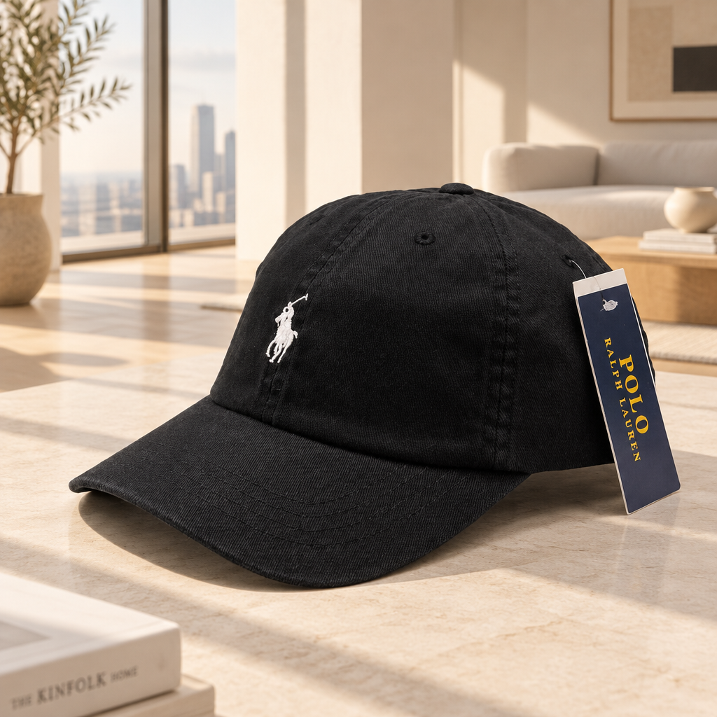 Polo Ralph Lauren Adjustable Strap Back Black White Pony Logo NEW NWT Unisex Hat