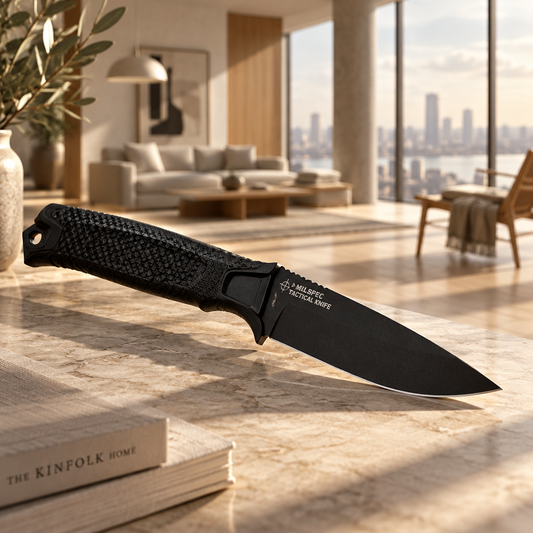 Gerber USA Made Strongarm Fixed Blade Pig Survival Knife - Black Fine Edge 01038