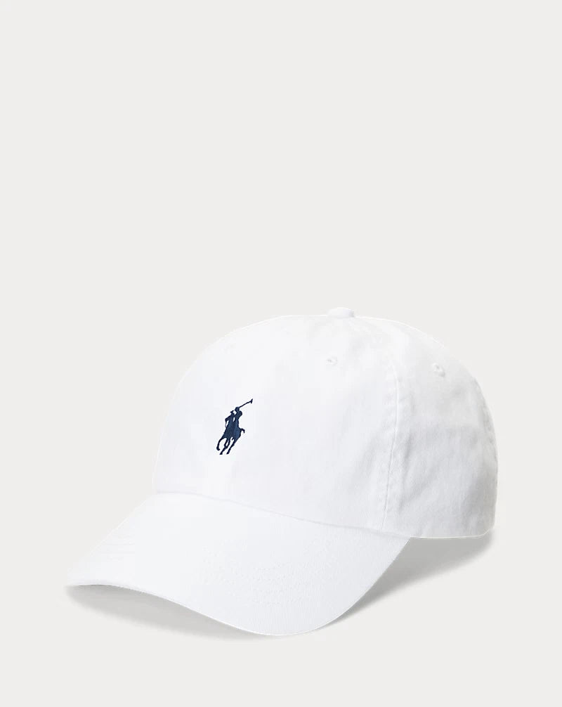 Polo Ralph Lauren Cotton Chino Baseball Cap White/Navy, Adjustable