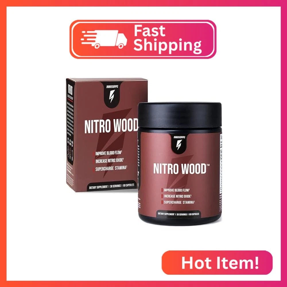 Nitro Wood Nitric Oxide Booster for Men, Blood Flow Support, 30 Servings