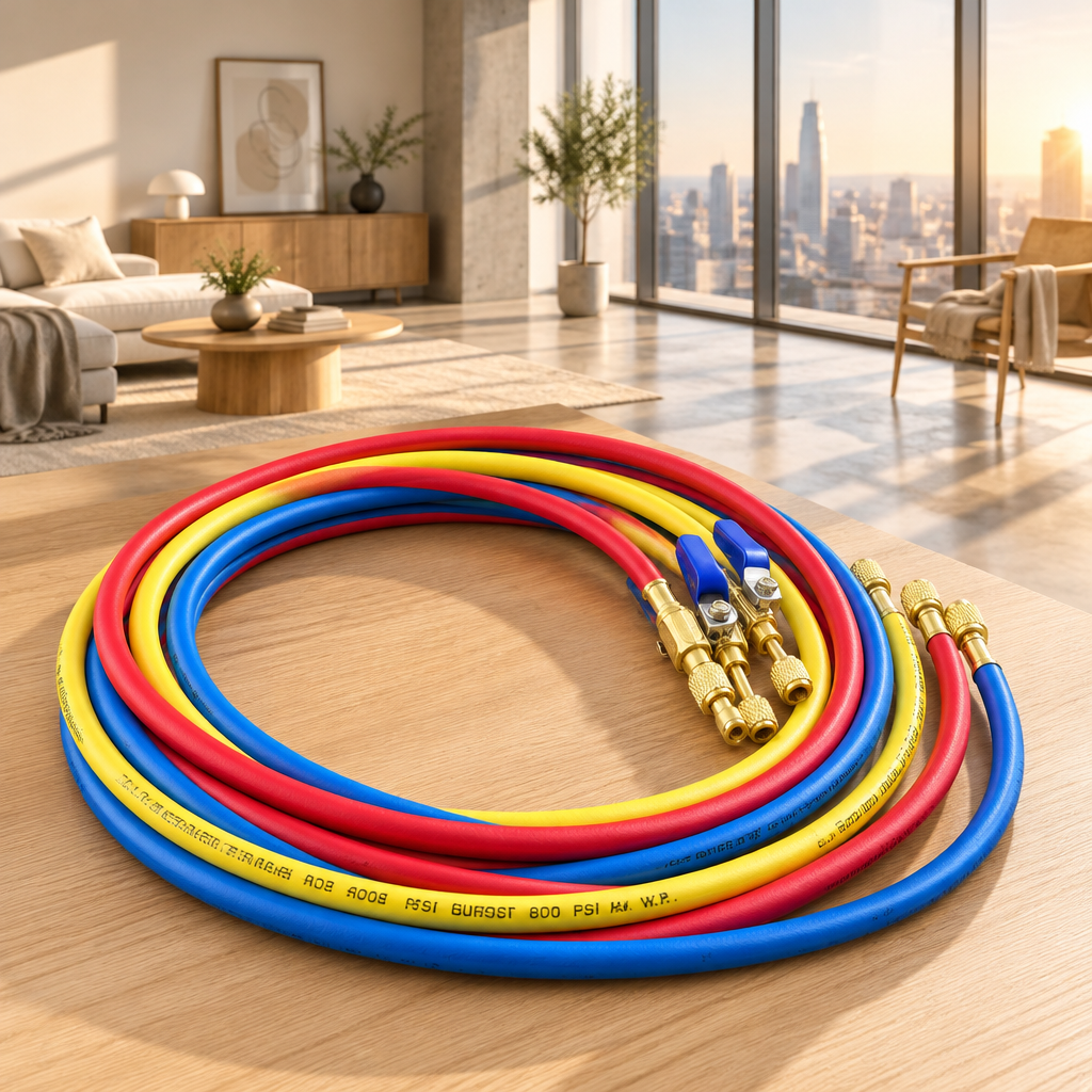 29986 Plus II 1/4" Hose w/ Compact Ball Valve End Refrigerant Charging Hose 72"