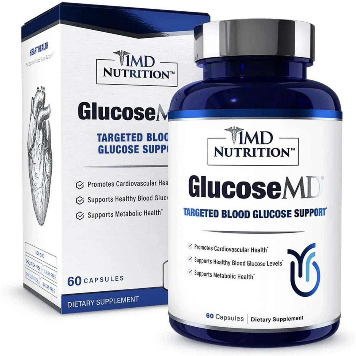 1MD Nutrition GlucoseMD - Blood Sugar Support Supplement 60 Capsules