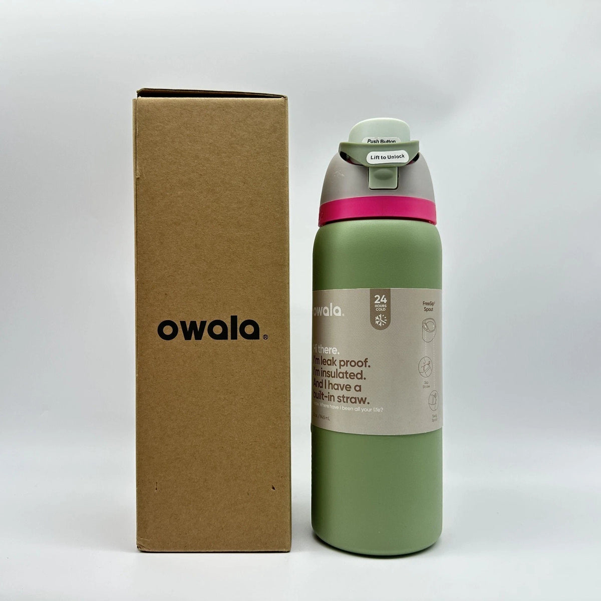 Owala FreeSip 32oz Stainless Bottle Leak-Proof, Straw & Wide Mouth Sip