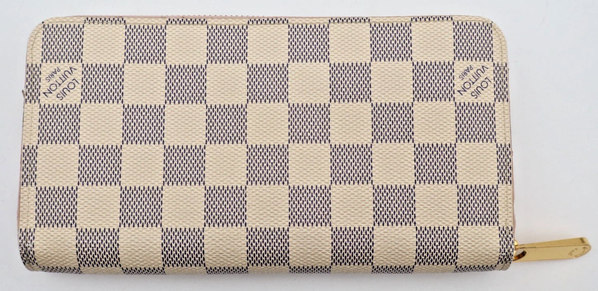 Louis Vuitton Zippy Wallet Damier Azur White Canvas Long Zip Around Wallet