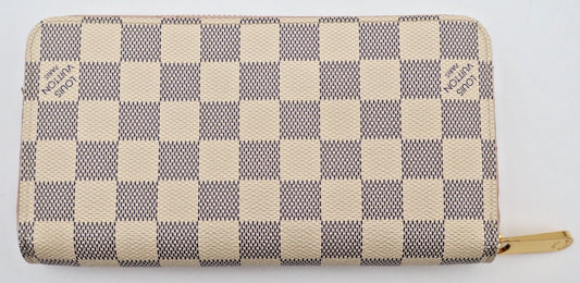 Louis Vuitton Zippy Wallet Damier Azur White Canvas Long Zip Around Wallet