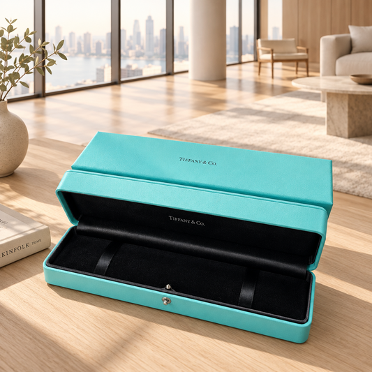 Tiffany & Co. Engagement Blue Leather Bracelet Empty Box Case