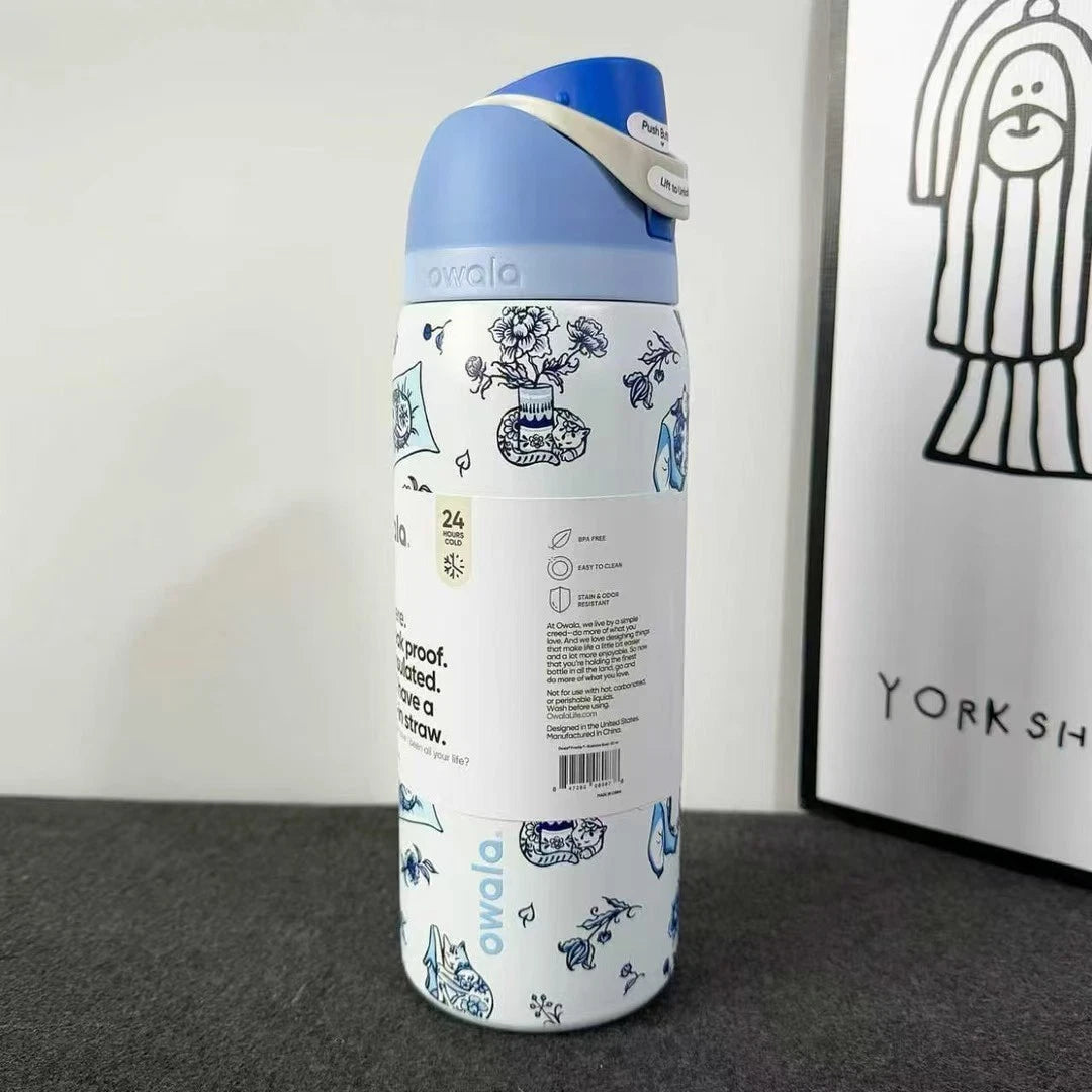 2026 New 32oz Delft Cat Water Bottle Owala URBAN OUTFITTERS Exclusive Gift