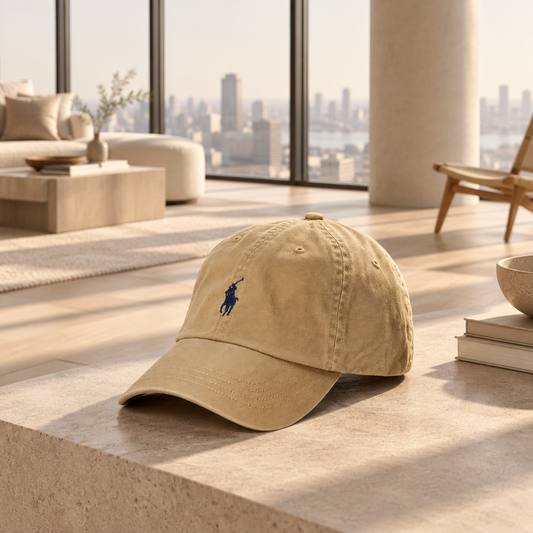 Polo Ralph Lauren Cotton Chino Baseball Cap Tan/Navy, Adjustable