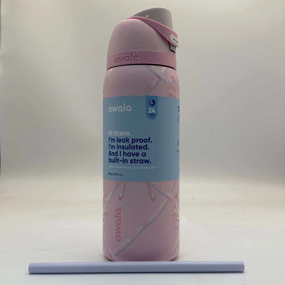 Owala Sugar Plum Fairy 32 Oz FreeSip Water Bottle Holiday Edition Pink