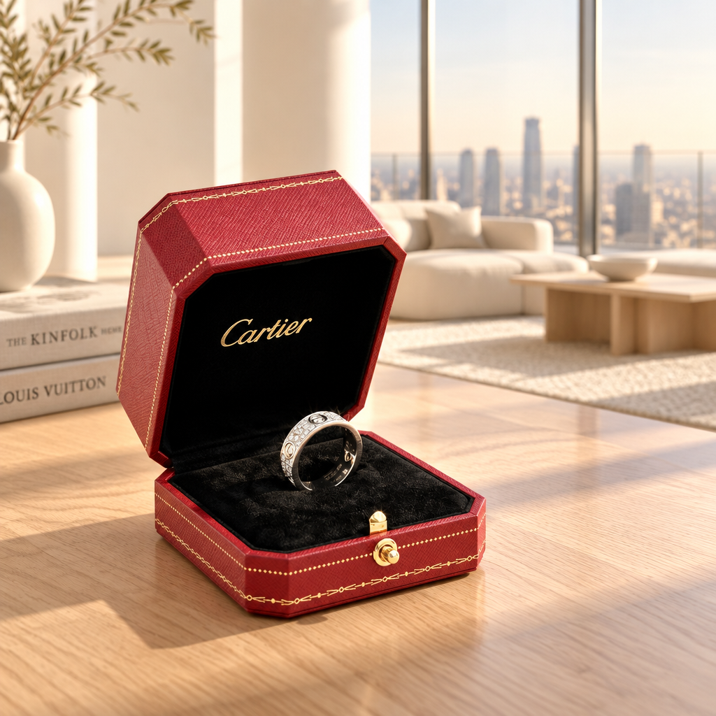 Cartier Signature Love Ring Box Red Travel Case Empty Box