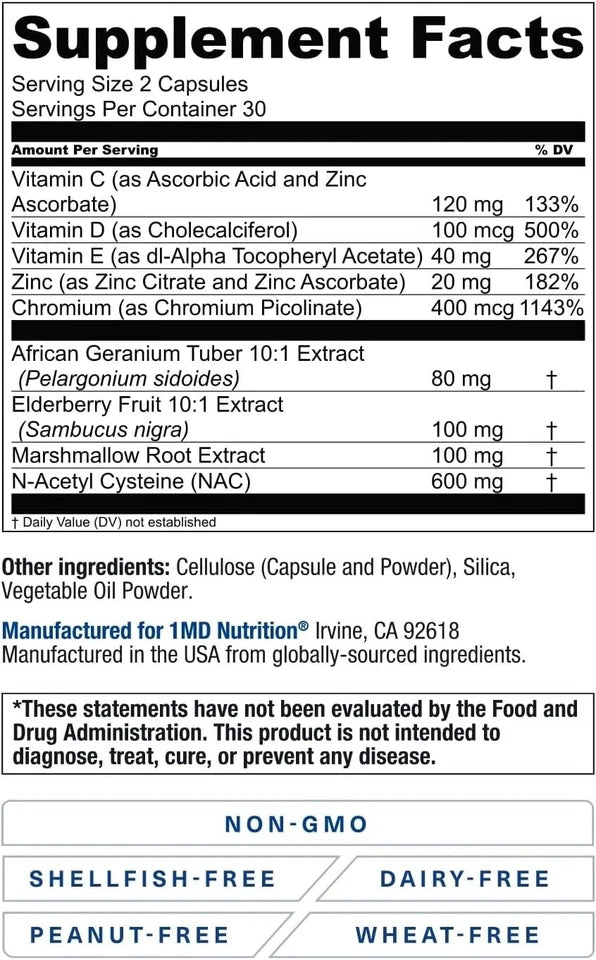 1MD Nutrition BreatheMD | Lung and Respiratory Support 60 Count (Pack of 1)