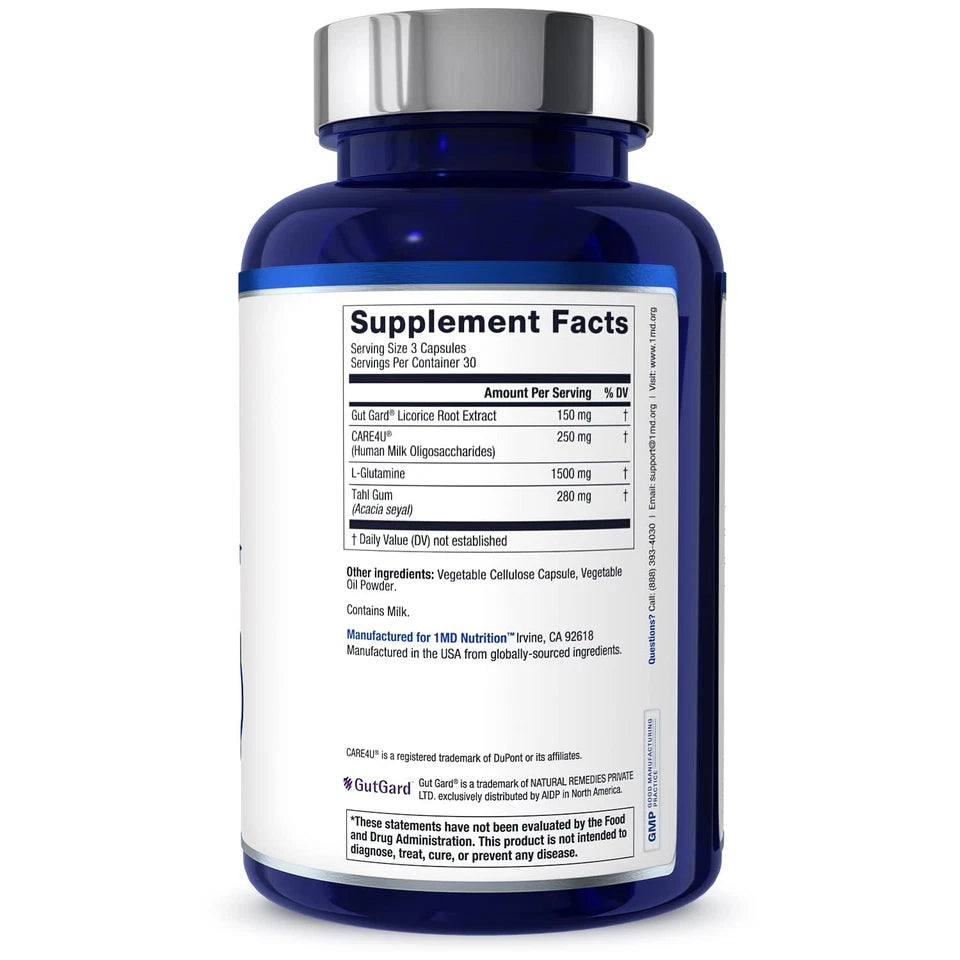 1MD Nutrition GutMD LGlutamine Capsules w/Prebiotic for Gut Health L Glutam...