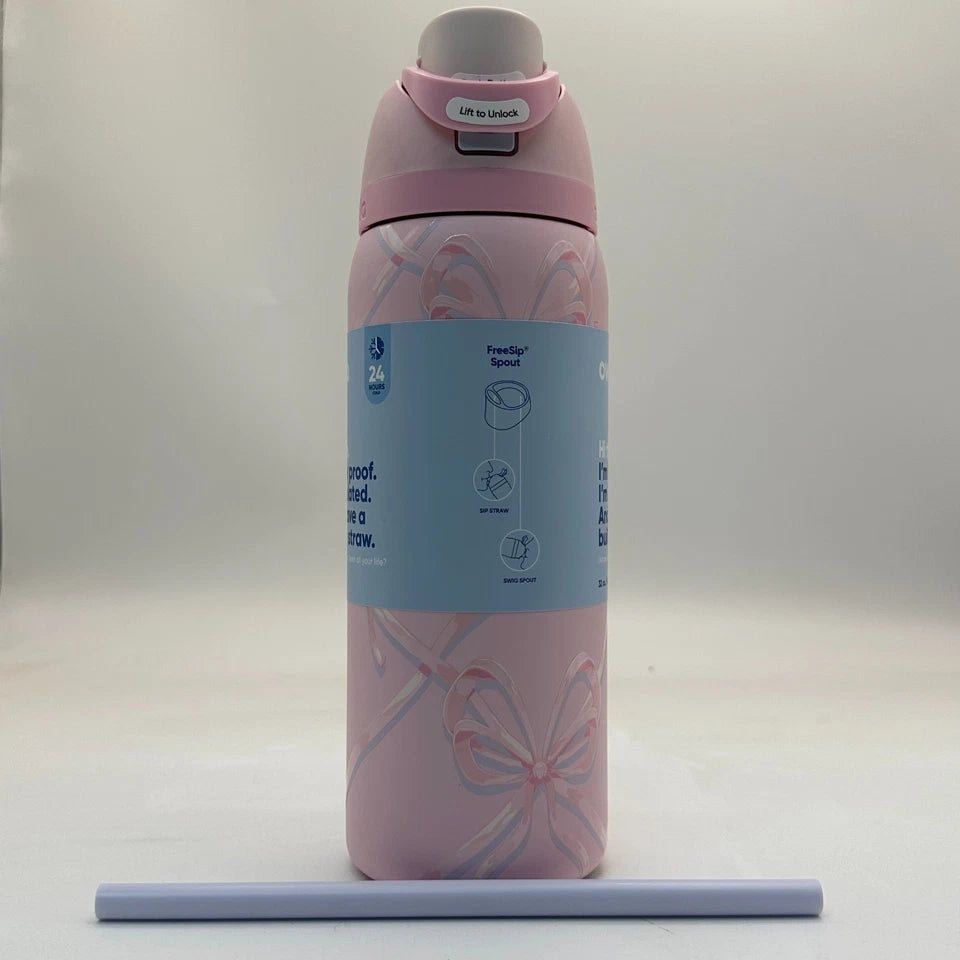 Owala Sugar Plum Fairy 32 Oz FreeSip Water Bottle Holiday Edition Pink
