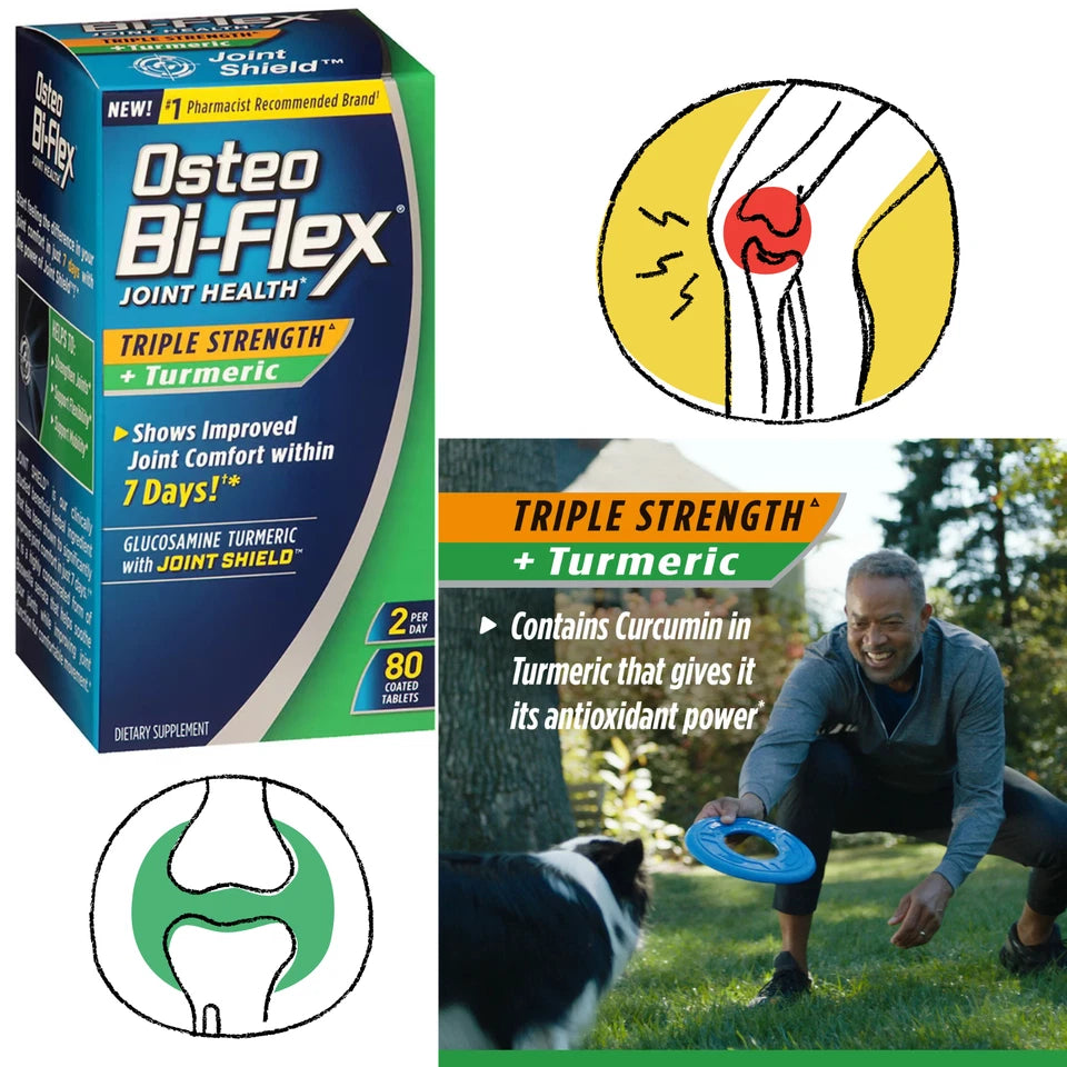 Osteo Bi-Flex Triple Strength Glucosamine + Turmeric + Joint Shield 80 tabs