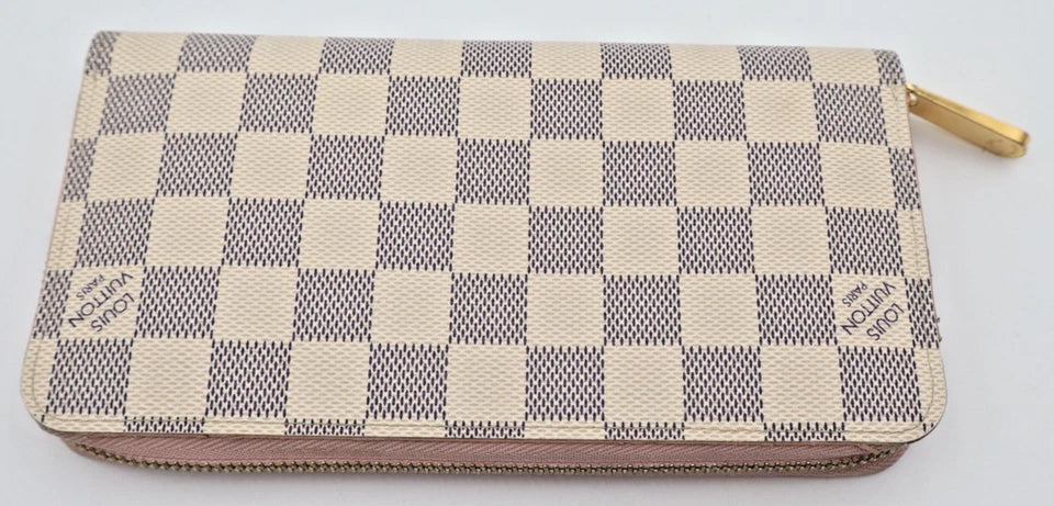 Louis Vuitton Zippy Wallet Damier Azur White Canvas Long Zip Around Wallet