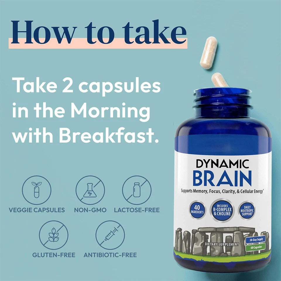 Dynamic Brain Supplement – Focus, Memory & Clarity Support, 60 Capsules