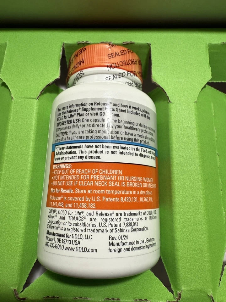 GOLO Release Dietary Supplement 180 Capsules New Factory Sealed Exp 12/2026 Weight Management Support