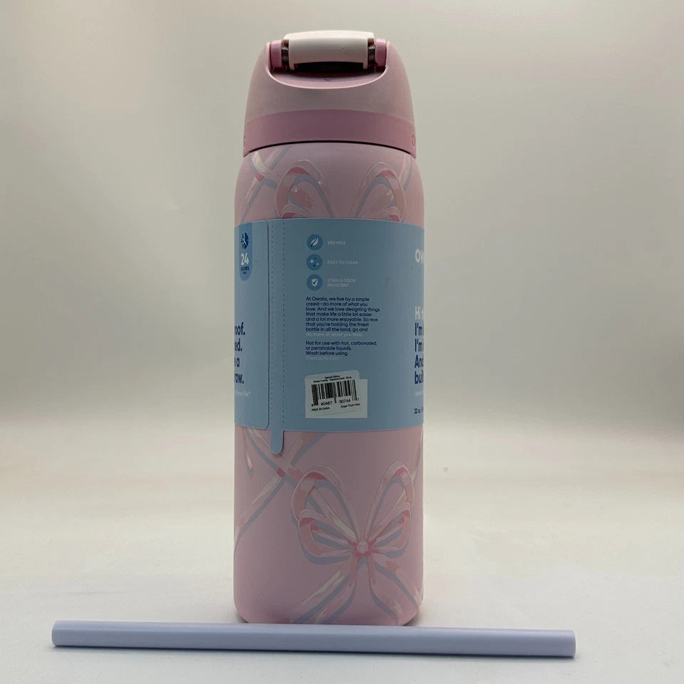Owala Sugar Plum Fairy 32 Oz FreeSip Water Bottle Holiday Edition Pink