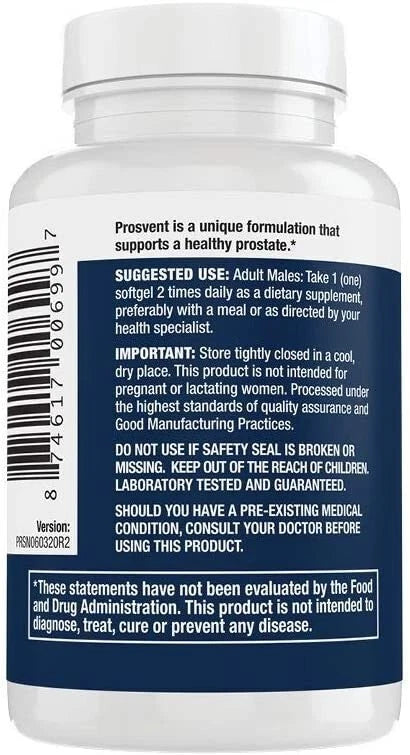 Prosvent Prostate Supplement for Men with Clinically Effective Beta Sitosterol