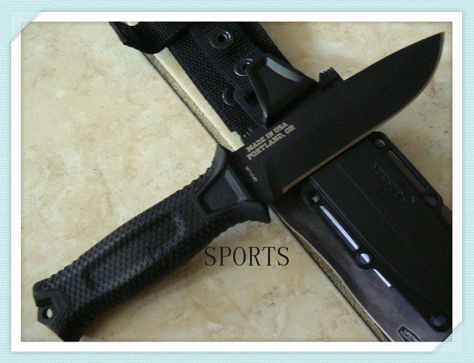 Gerber USA Made Strongarm Fixed Blade Pig Survival Knife - Black Fine Edge 01038