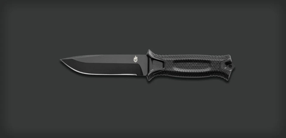 Gerber USA Made Strongarm Fixed Blade Pig Survival Knife - Black Fine Edge 01038