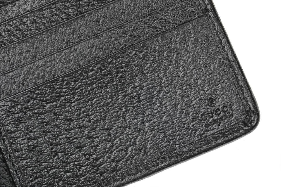 NEW GUCCI BLACK CANVAS LEATHER JUMBO GG BI-FOLD WALLET W/BOX