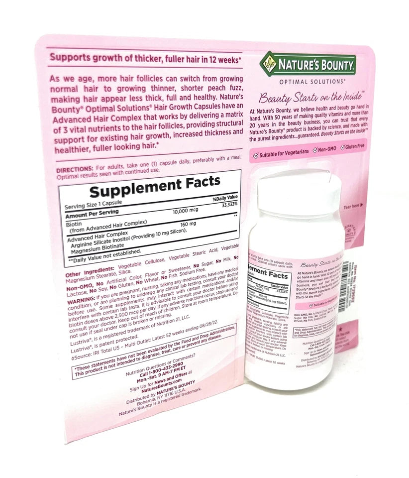 Nature's Bounty Hair Growth Supplement, 1 Per Day, Clinically Shown to Support