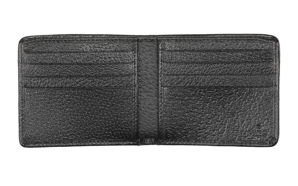 NEW GUCCI BLACK CANVAS LEATHER JUMBO GG BI-FOLD WALLET W/BOX