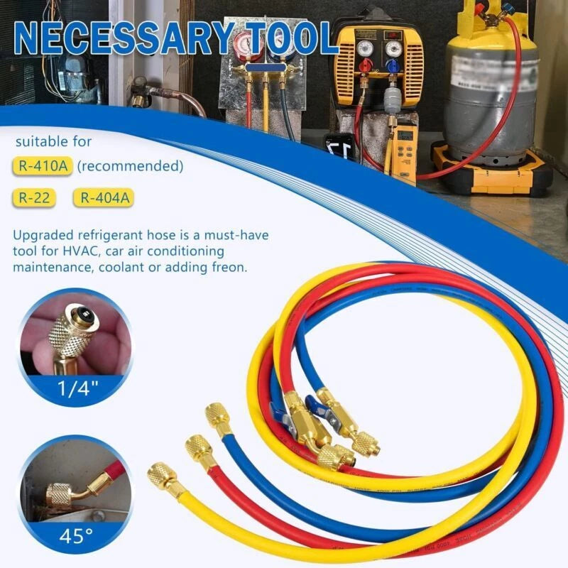 29986 Plus II 1/4" Hose w/ Compact Ball Valve End Refrigerant Charging Hose 72"