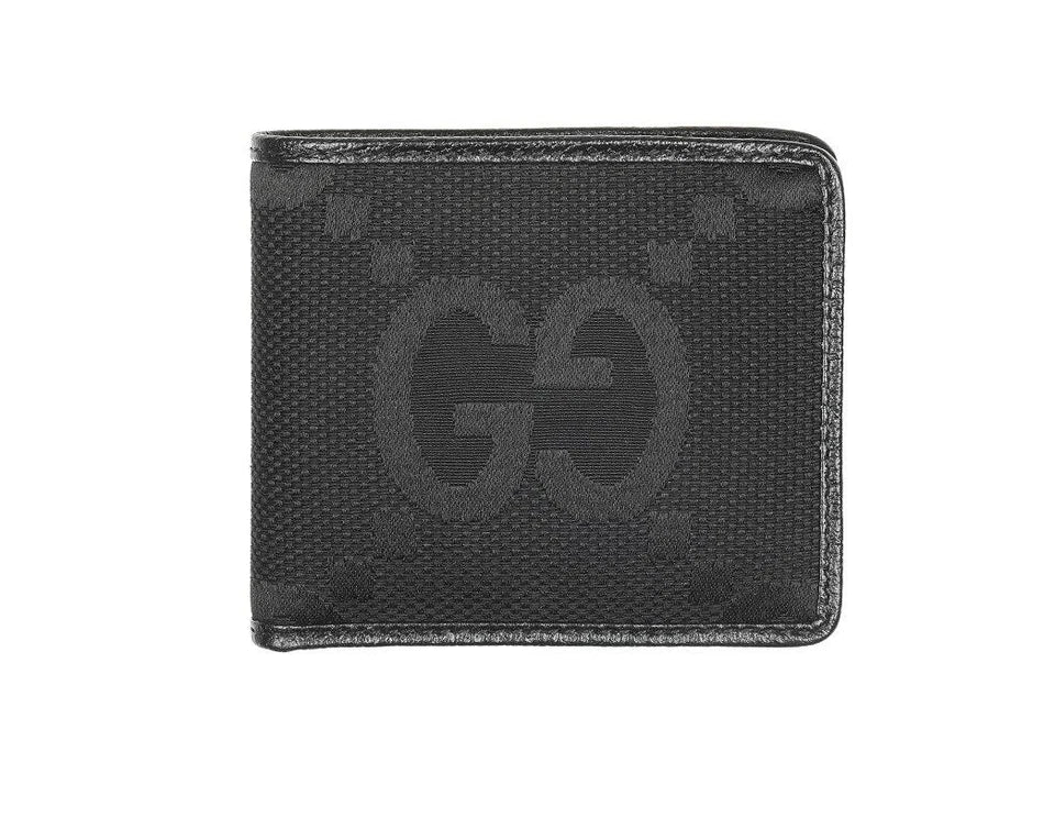 NEW GUCCI BLACK CANVAS LEATHER JUMBO GG BI-FOLD WALLET W/BOX