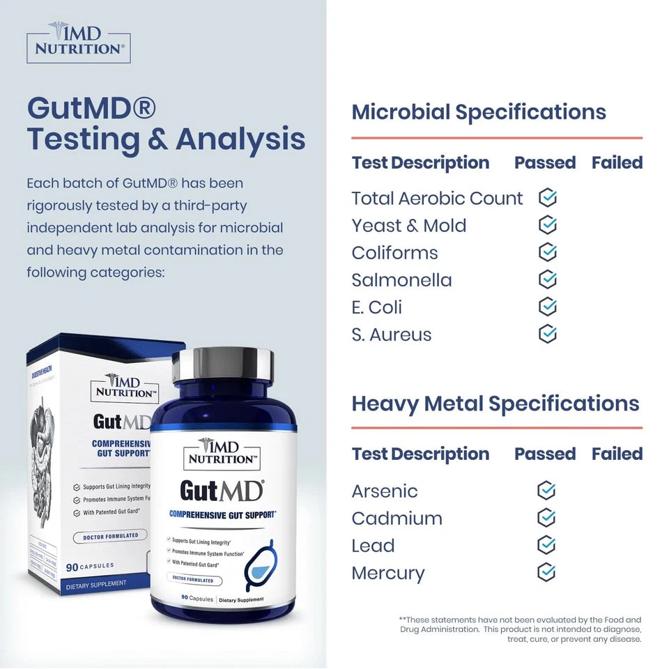 1MD Nutrition GutMD LGlutamine Capsules w/Prebiotic for Gut Health L Glutam...