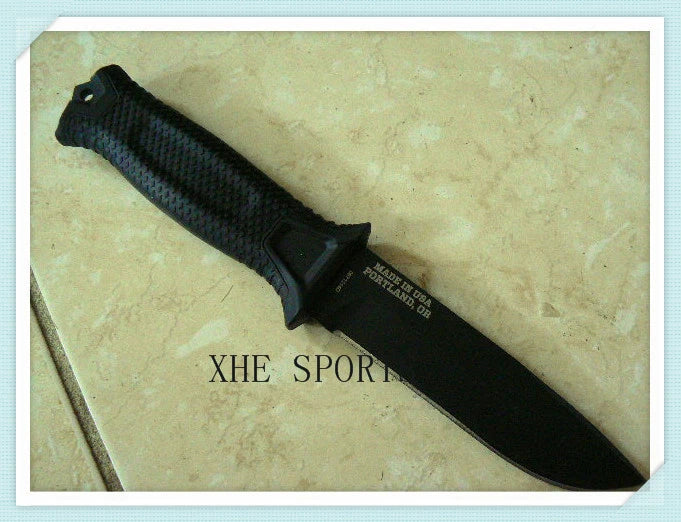 Gerber USA Made Strongarm Fixed Blade Pig Survival Knife - Black Fine Edge 01038