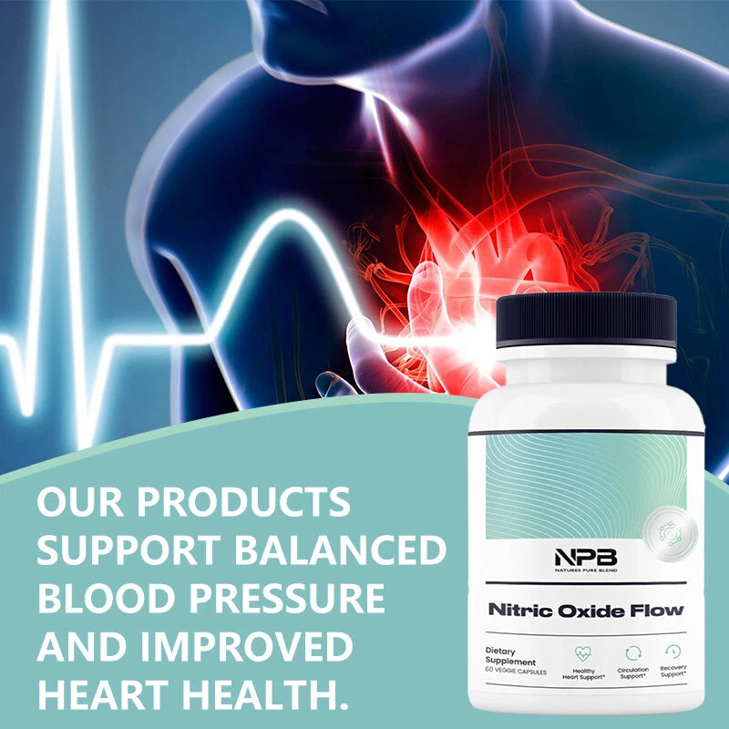 Nitric Oxide Flow Supplement Heart Health Blood Circulation Exercise 60 Capsule