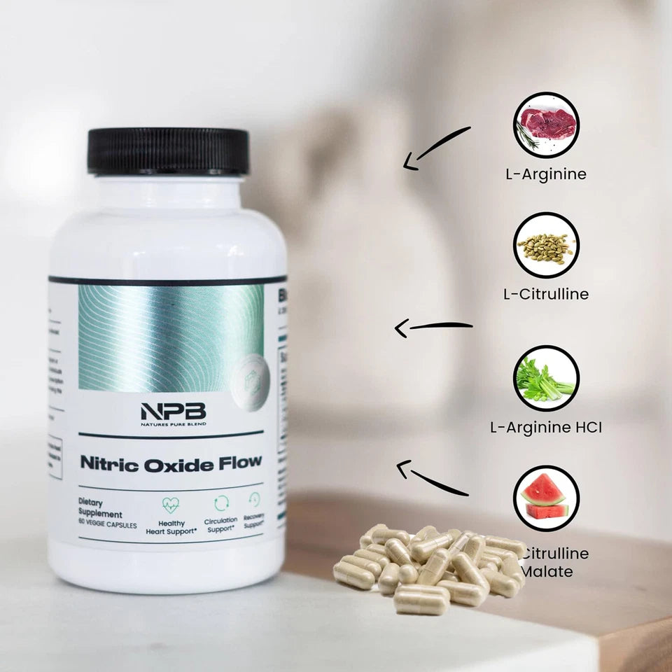 Nitric Oxide Flow Supplement Heart Health Blood Circulation Exercise 60 Capsule