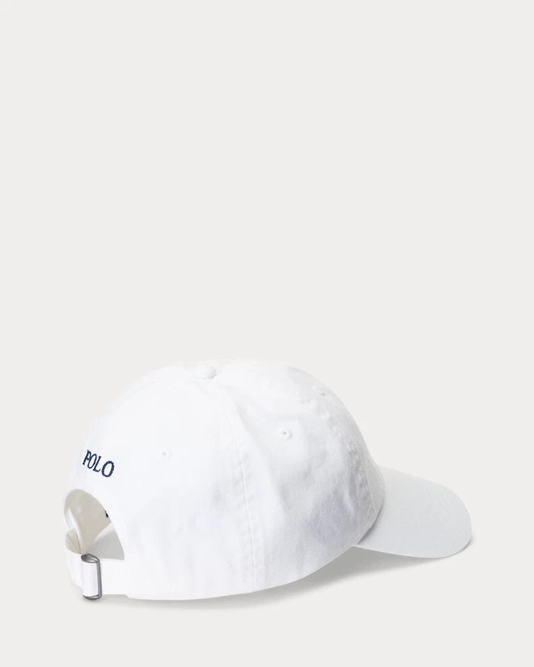 Polo Ralph Lauren Cotton Chino Baseball Cap White/Navy, Adjustable
