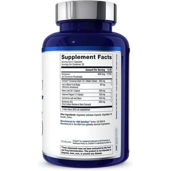 1MD Nutrition GlucoseMD - Blood Sugar Support Supplement 60 Capsules
