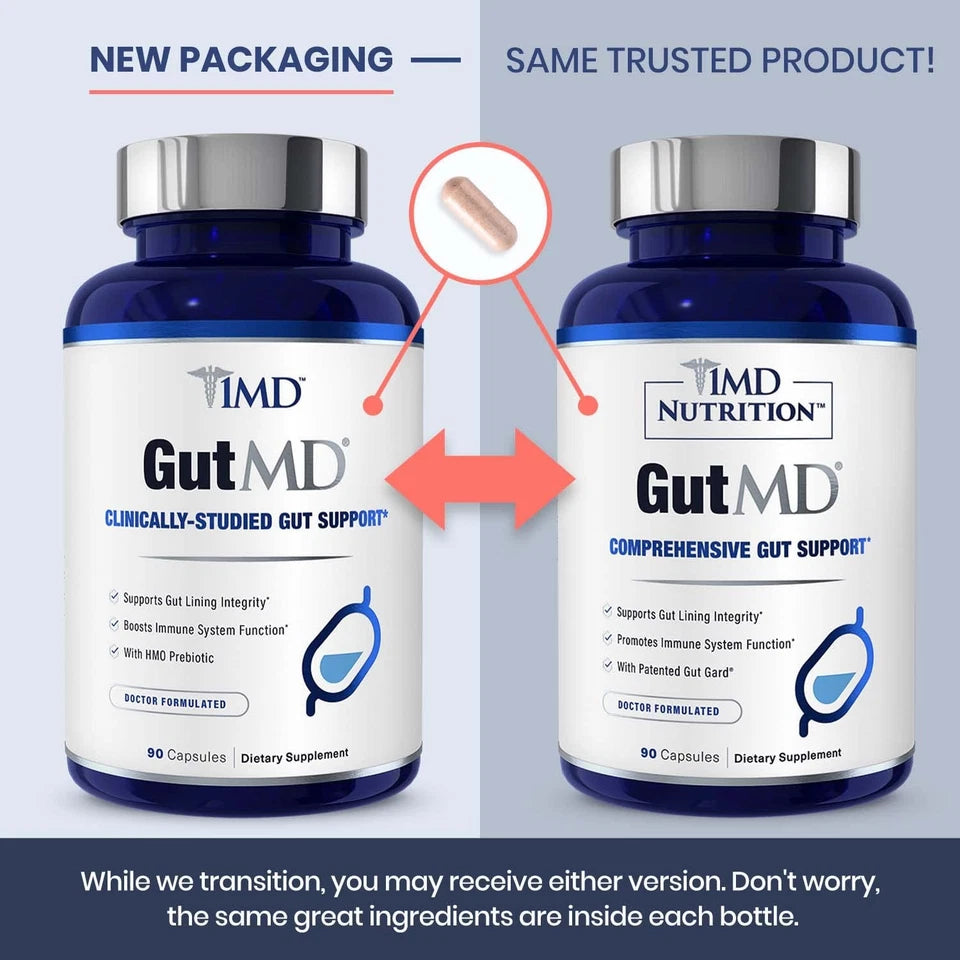 1MD Nutrition GutMD LGlutamine Capsules w/Prebiotic for Gut Health L Glutam...