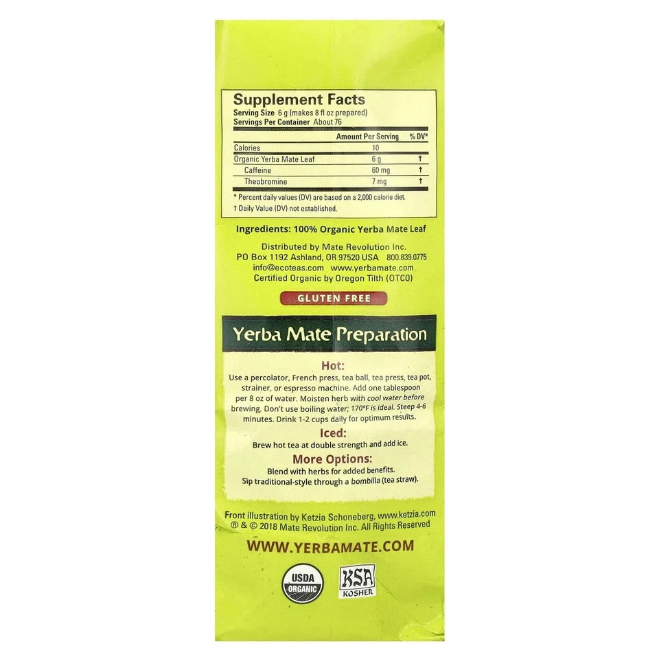 Loose Yerba Mate, Green Energy, Unsmoked, 16 oz (454 g)