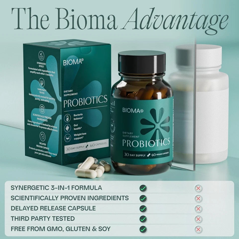 BIOMA Probiotics - Digestive Health - Gut Support for Men & woman 60 ct (30 day)