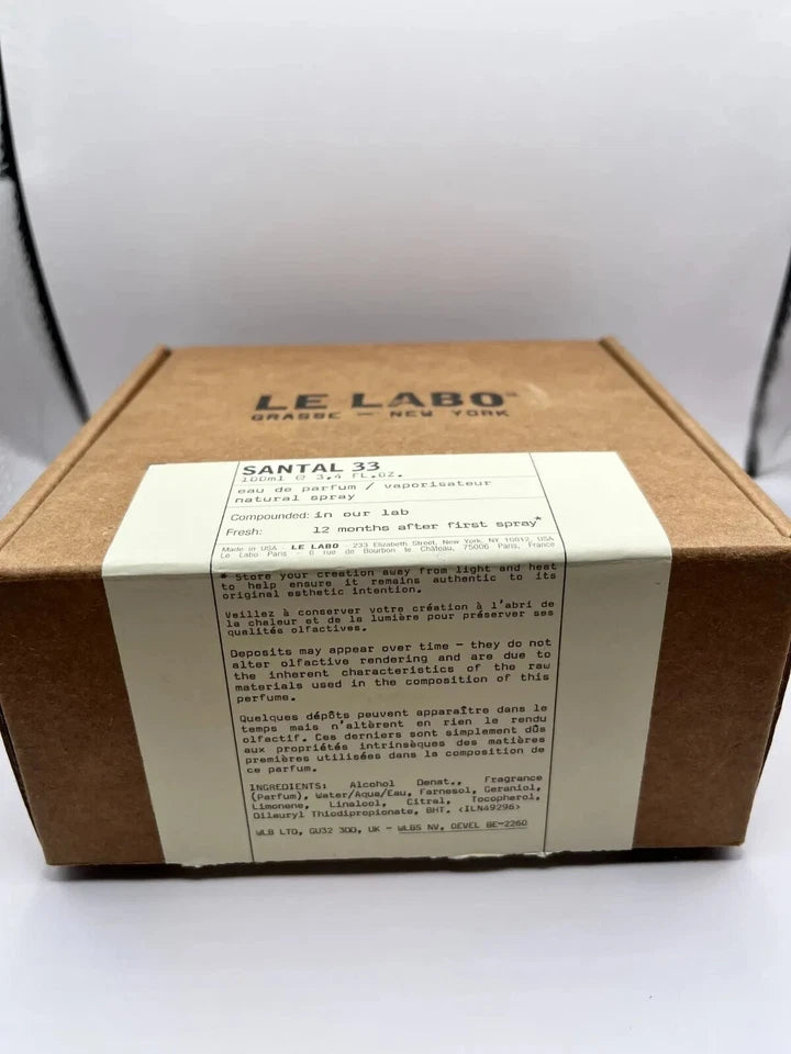 Le Labo Santal 33 3.4 Oz Unisex Eau de Parfum Spray -New Without Box