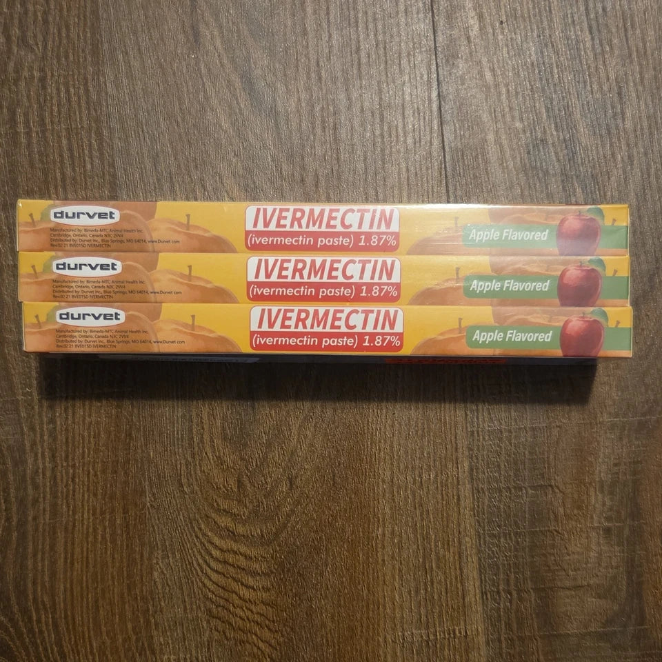 Pack of 3 Durvet Horse Dewormer Paste 1.87% Apple Exp 10/2027